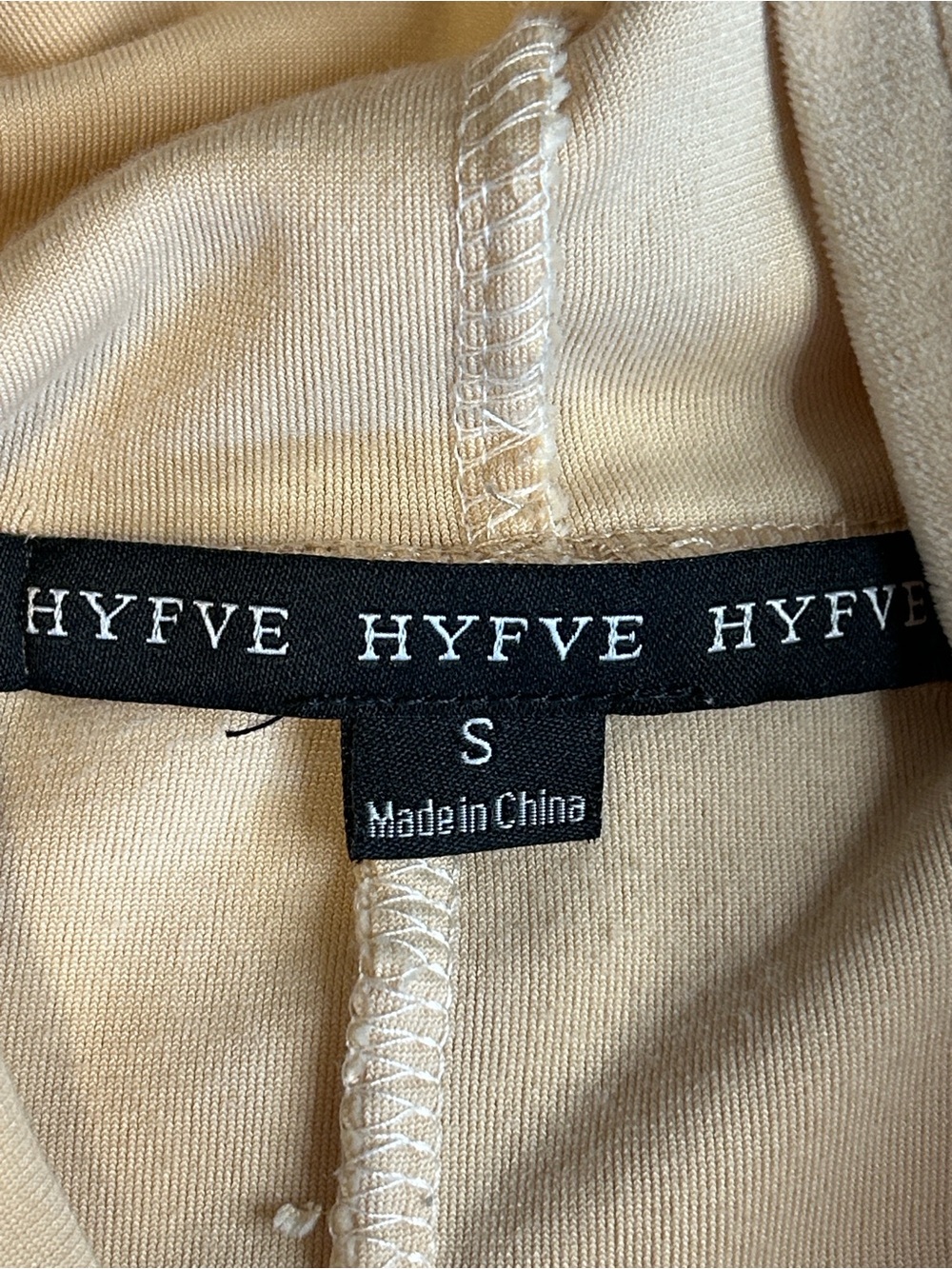 HYFYE Cropped Corset Waist Cropped Velvet Hoodie Beige Women S - Picture 6 of 7